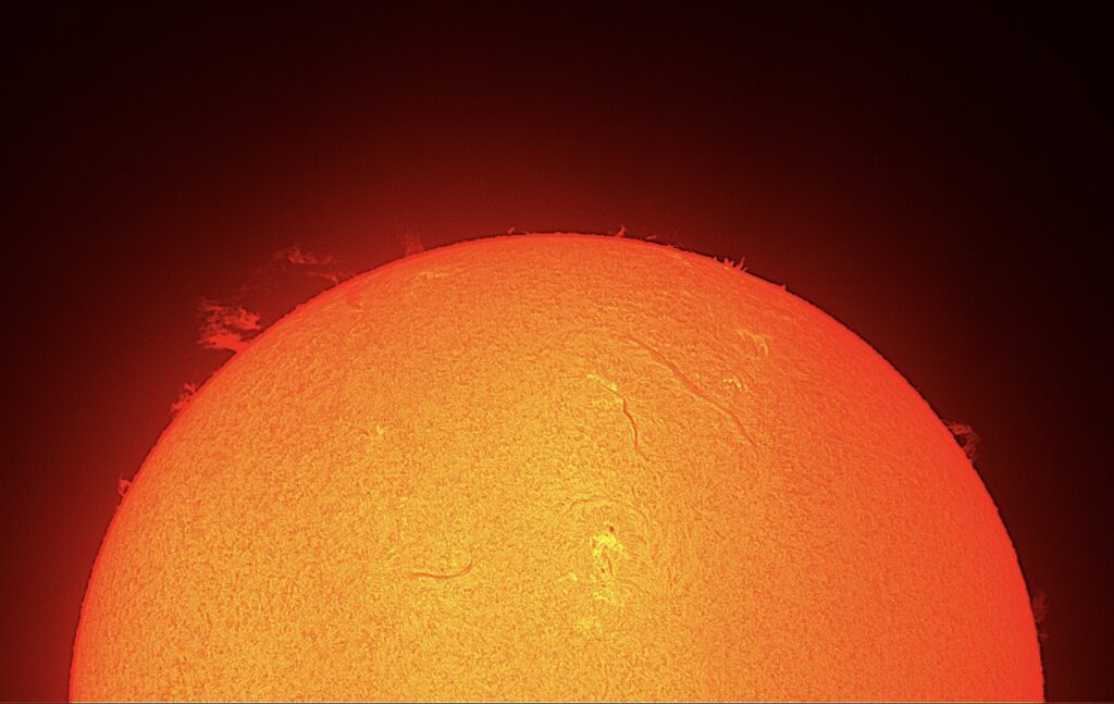 Hydrogen-alpha at 656.28 nm with a Lunt LS60MT Telescope